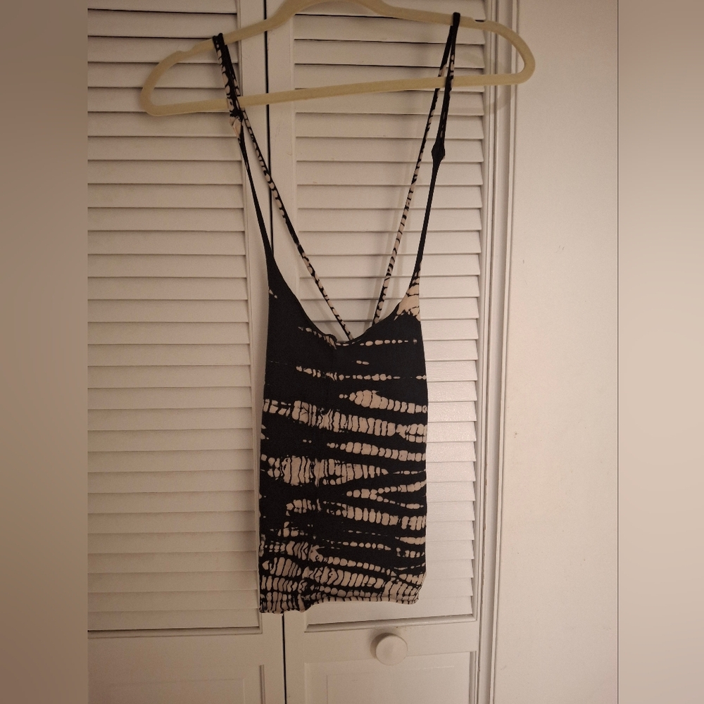 Black and White Tie-Dye Halter   Tie/lace Back
